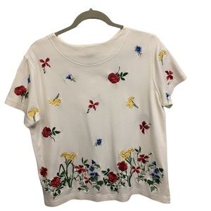 Vintage Bechamel Floral Embroidered Blouse Size Petite Medium